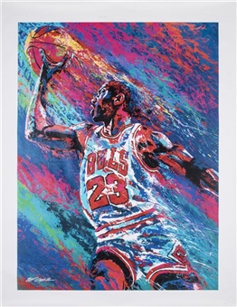 Michael Jordan 46x36 Canvas Artwork by Bill Lopa - Signed by Lopa (Beckett)